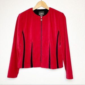 Red Blazer with black zipper details sz 6 petite